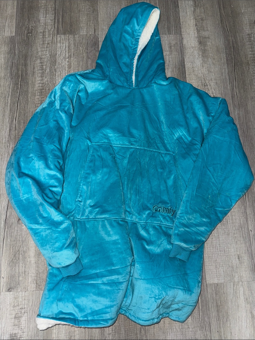 Hooded Wearable Blanket Jacket - Teal Blue